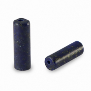 Natural stone beads Lapis Lazuli tubes Dark Blue