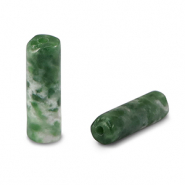 Natural stone beads Skarn tubes Green-White