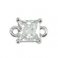 Crystal glass connectors square Crystal-Silver