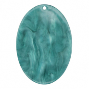 Resin pendants oval Petrol Blue