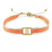 Ready-made Bracelets ribbon with Stainless steel connector Orange-Gold