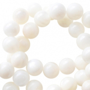 Shell beads round 3mm White-Pearl shine