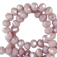 Top faceted beads 3x2mm disc Soft Rose Ash-Pearl Shine Coating