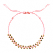 Ready-made Bracelets stainless steel beads Pink-Gold