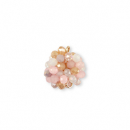 Top Faceted charms connector 16mm Multicolour Beige-Pink