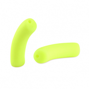 Acrylic tube beads matt Neon Yellow