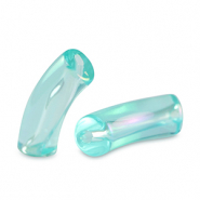 Acrylic tube beads Turquoise Blue-AB Coating