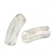 Acrylic tube beads Transparent Glitter-AB coating