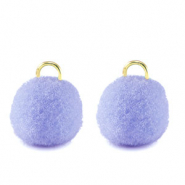 Pompom charms with loop 10mm Gold-Periwinkle Purple