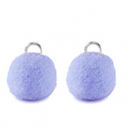 Pompom charms with loop 10mm Silver-Periwinkle Purple
