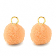 Pompom charms with loop 10mm Gold-Salmon Orange