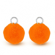 Pompom charms with loop 10mm Silver-Neon Orange