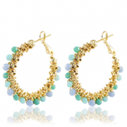 Stainless steel earrings facet Blue-Gold