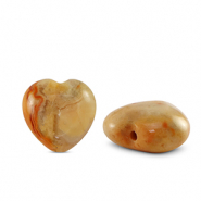 Natural stone beads Agate heart Multicolour Grey Brown