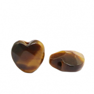 Natural stone beads Tigereye heart Golden Brown