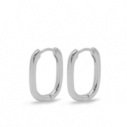 DQ European metal findings creole earrings oval Silver (nickel free)