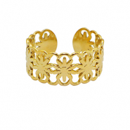 Stainless steel rings flower Gold