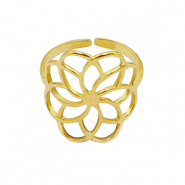 Stainless steel rings flower Gold