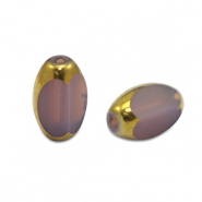 Oval glass beads Heather Purple-Gold