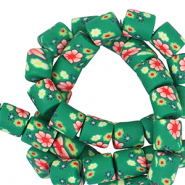 Polymer beads 6mm flower Green-Multicolour