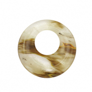 Natural stone charms glass donut 30mm Brown-Transparent