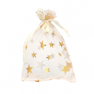 Jewellery Organza Bag 9x12cm star Apricot-Gold