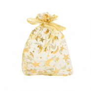 Jewellery Organza Bag 7x9cm moon and star Golden Yellow-Gold
