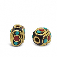 Bohemian beads Turquoise-Red Antique Gold