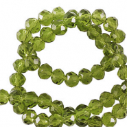 Top faceted beads 6x4mm disc Dark Lime Green
