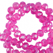 Top faceted beads 6x4mm disc Fuchsia-Pearl Shine Coating