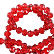 Top faceted beads 4x3mm disc Candy Red