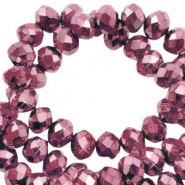Top faceted beads 3x2mm disc Magenta Pink-Pearl Shine Coating