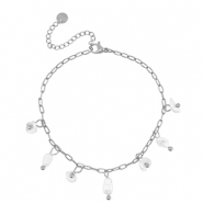 Stainless steel bracelets pearls Silver-Pearl White