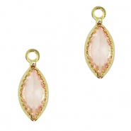 Crystal glass charms oval Peach-Gold