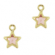 Crystal glass charms star Pink-gold