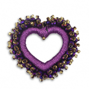 Top Faceted charms heart Grape purple