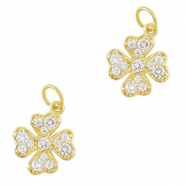 Brass TQ metal charms zirconia Clover Gold