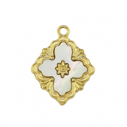 Stainless steel charms flower Gold