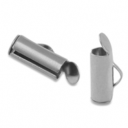 Stainless steel findings slider end cap Silver