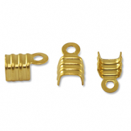 Stainless Steel findings fold over cords ends Gold