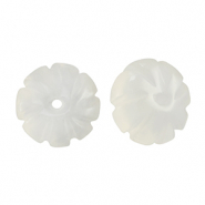 Natural stone beads glass flower Transparent white