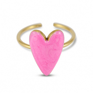 Stainless steel rings enamel heart Pearl Pink-Gold