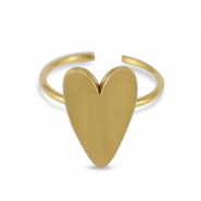 Stainless steel rings enamel heart Gold