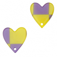 Resin pendants heart Purple-Lime Green