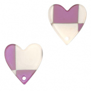 Resin pendants heart Purple-Beige