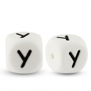 Letter beads silicone Y White-black