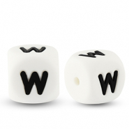 Letter beads silicone W White-black