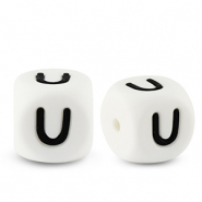 Letter beads silicone U White-black