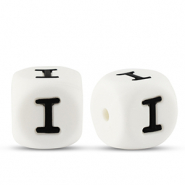 Letter beads silicone I White-black