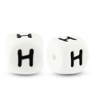 Letter beads silicone H White-black